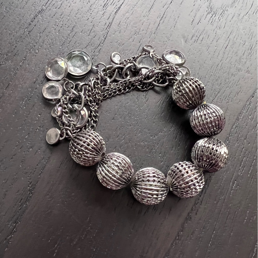 Simply Vera Wang Elegant Silver Beaded Bracelet
